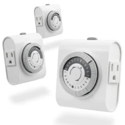 GE Indoor Plug-In 24-Hour Mechanical Timer, 3 Pack, White