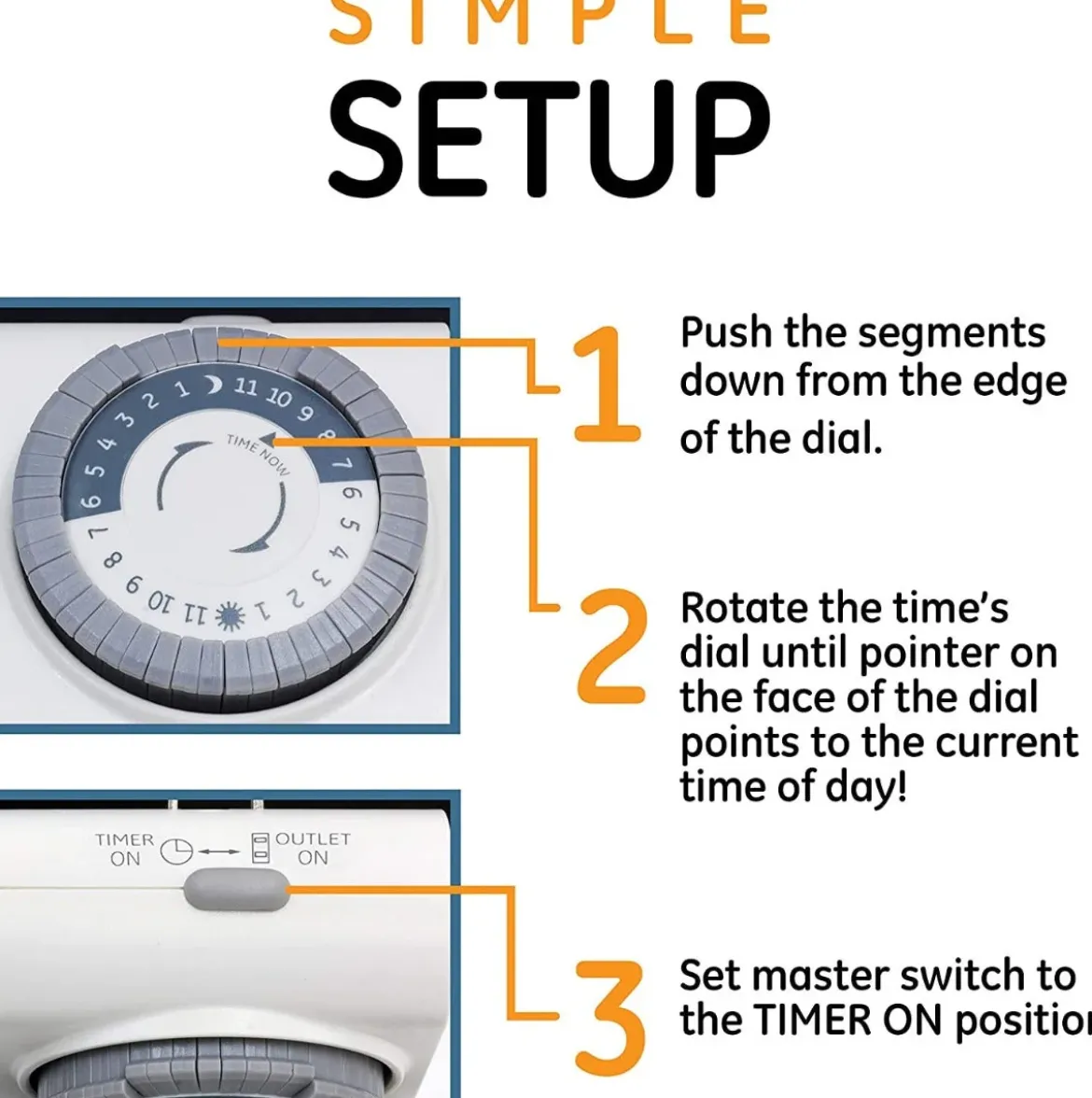 GE Indoor Plug-In 24-Hour Mechanical Timer, 2 Pack, White