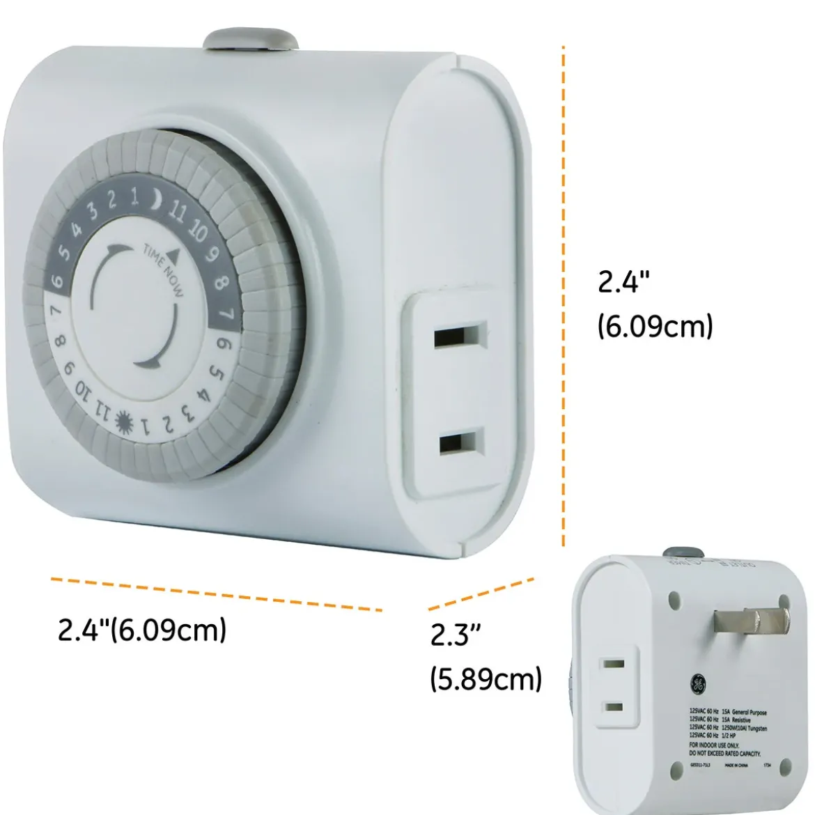 GE Indoor Plug-In 24-Hour Mechanical Timer, White