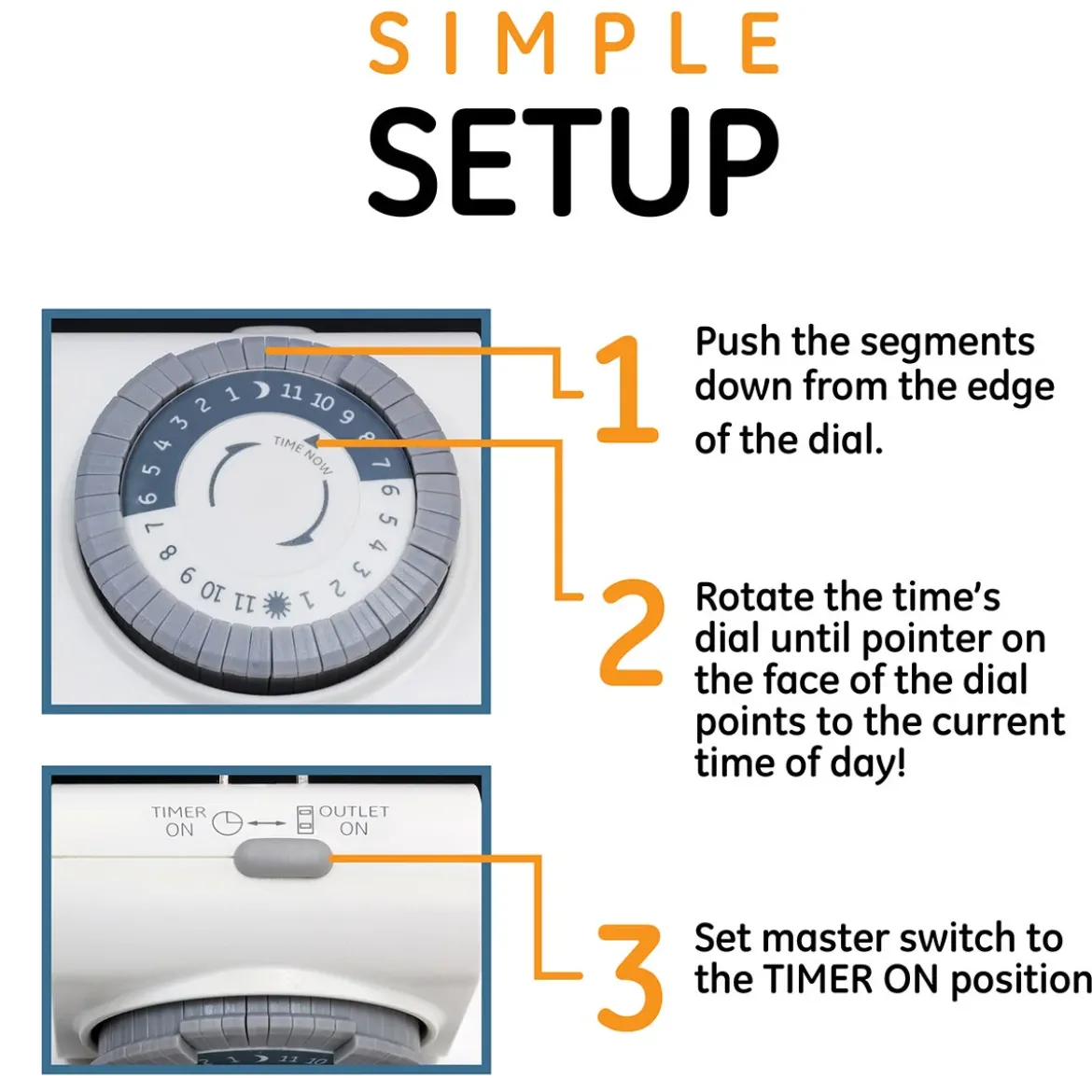GE Indoor Plug-In 24-Hour Mechanical Timer, White, 3 Pack