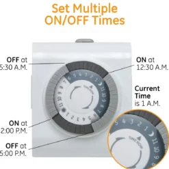 GE Indoor Plug-In 24-Hour Mechanical Timer, White, 4 Pack
