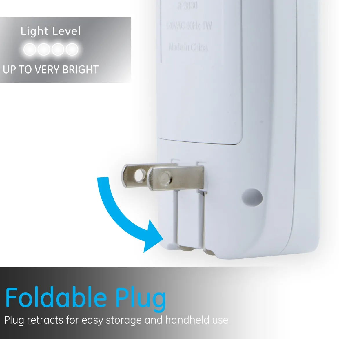 GE 4-in-1 Rechargeable Power Failure LED Night Light, White
