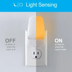 GE Light Sensing LED Night Light, 4 Pack, Amber