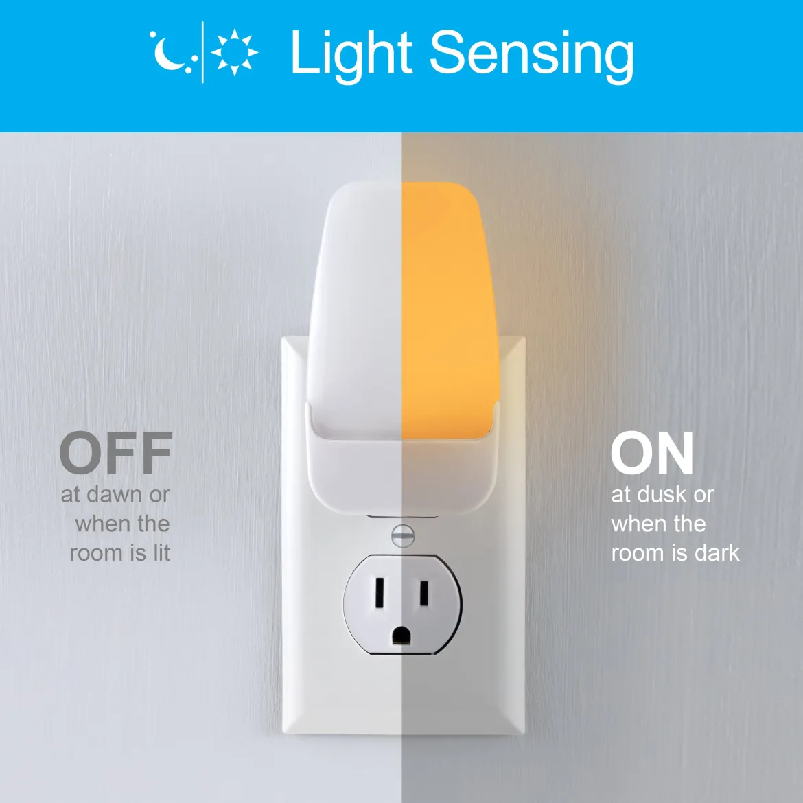 GE Light Sensing LED Night Light, 4 Pack, Amber