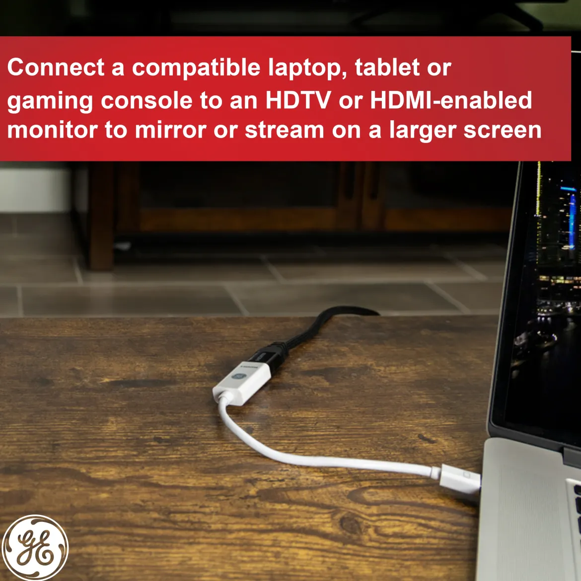 GE Mini DisplayPort to HDMI Adapter, Pigtail, Basic, White