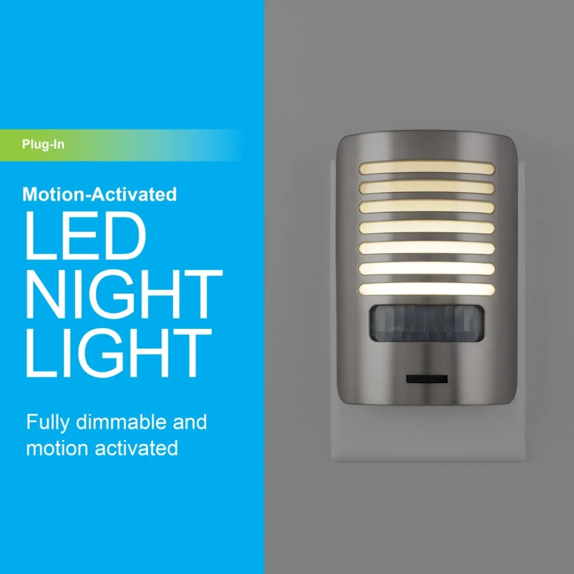 GE Motion Sensing Dimmable LED Night Light, Brushed Nickel