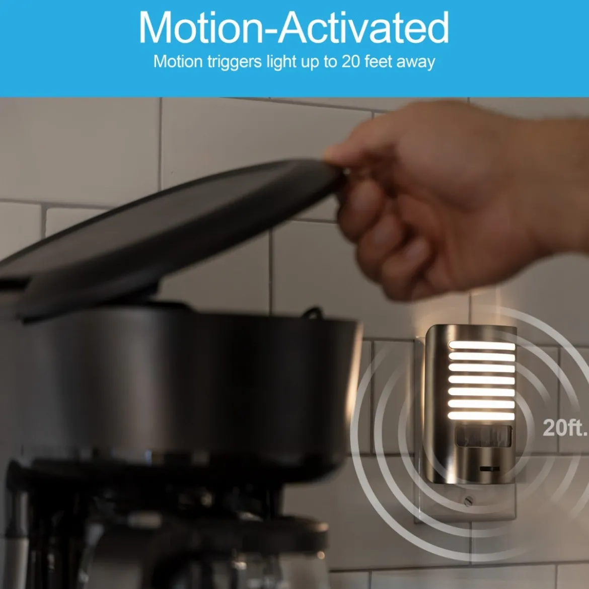GE Motion Sensing Dimmable LED Night Light, Brushed Nickel