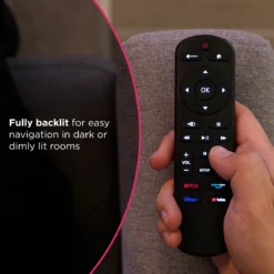 GE OneTouch Replacement Remote Control, Backlit, Black