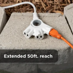 GE 3-Outlet EZGrip Grounded Extension Cord, 50ft., Indoor/Outdoor, White