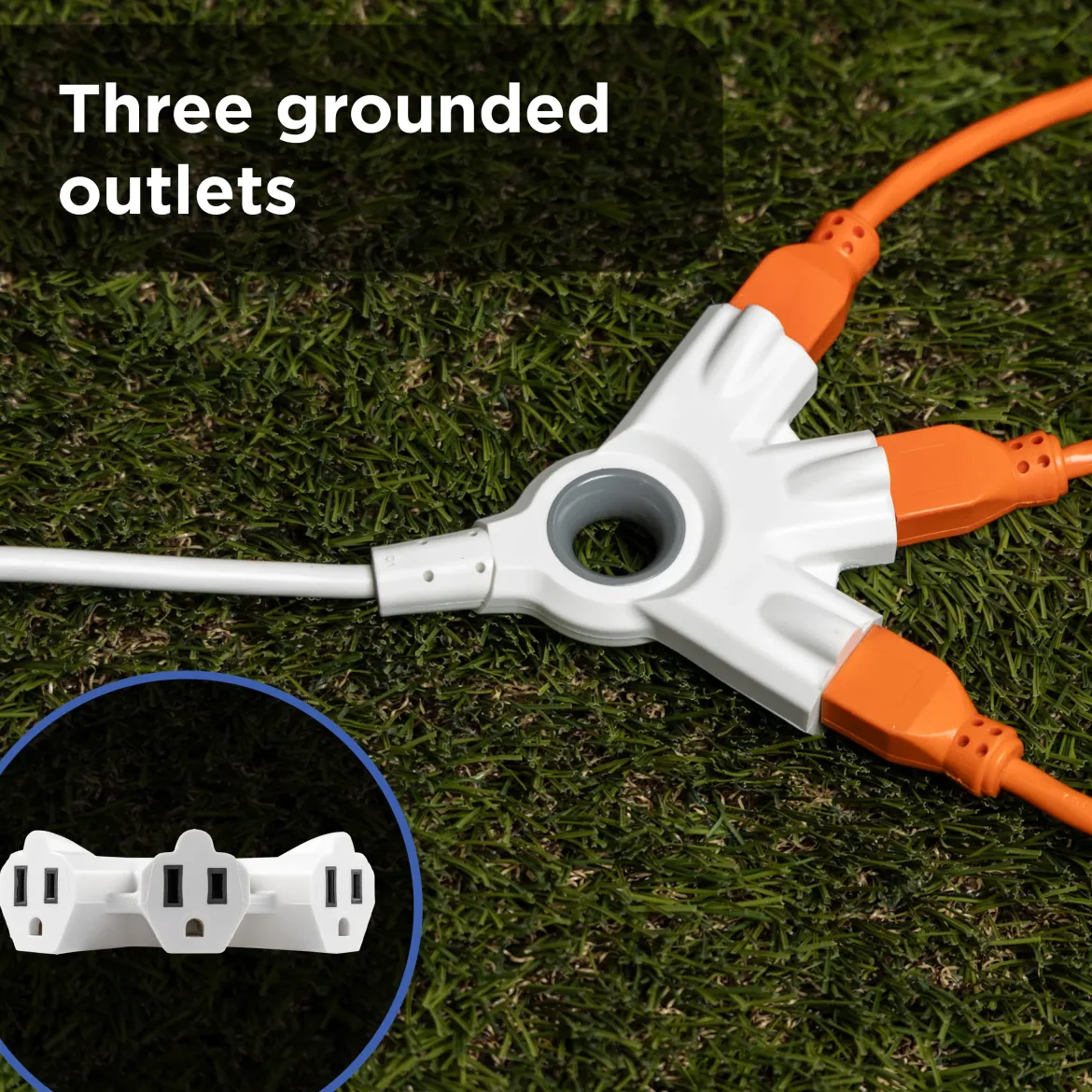 GE 3-Outlet EZGrip Grounded Extension Cord, 50ft., Indoor/Outdoor, White