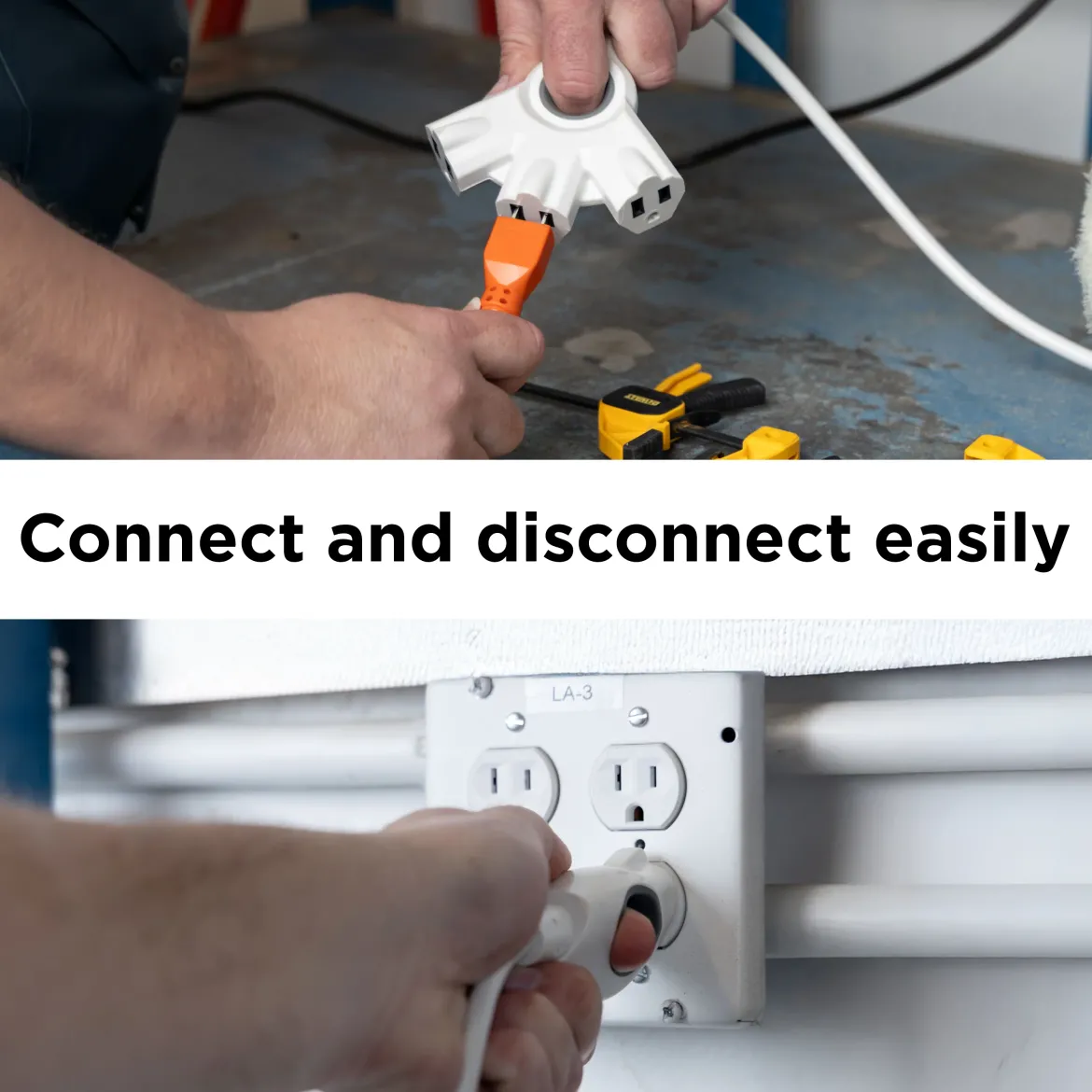 GE 3-Outlet EZGrip Grounded Extension Cord, 50ft., Indoor/Outdoor, White