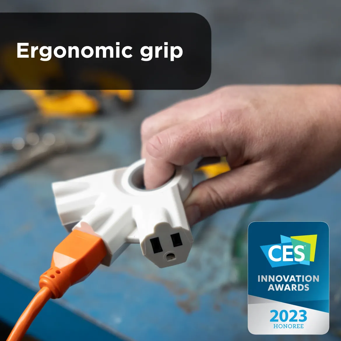 GE 3-Outlet EZGrip Grounded Extension Cord, 50ft., Indoor/Outdoor, White