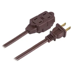 GE 3-Outlet 6ft. Extension Cord with Twist-to-Close Outlets, Brown