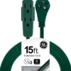 GE 3-Outlet 15ft. Extension Cord with Right-Angle Plug, Green