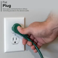 GE 3-Outlet 15ft. Extension Cord with Right-Angle Plug, Green