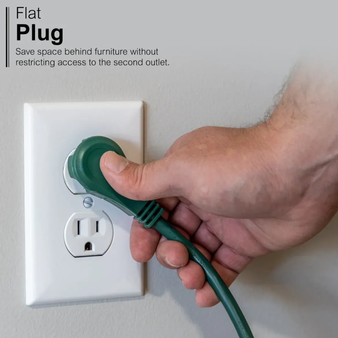 GE 3-Outlet 15ft. Extension Cord with Right-Angle Plug, Green