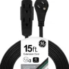 GE 3-Outlet 15ft. Extension Cord with Right-Angle Plug, Black