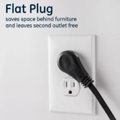 GE 3-Outlet 15ft. Extension Cord with Right-Angle Plug, Black