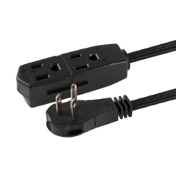 GE 3-Outlet 15ft. Extension Cord with Right-Angle Plug, Black