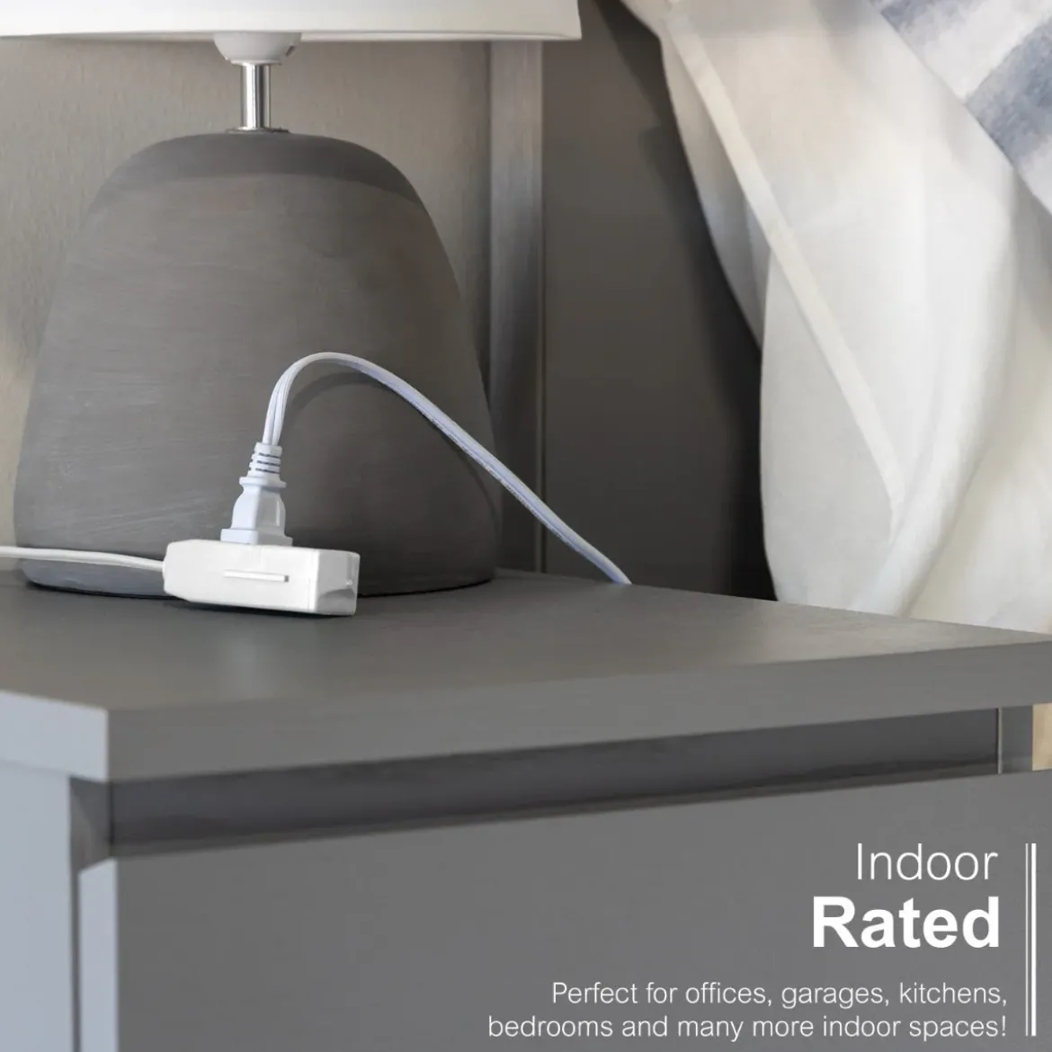 GE 3-Outlet 3ft. Extension Cord with Right-Angle Plug, White