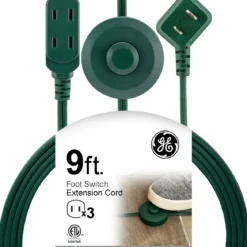 GE 3-Outlet 9ft. Extension Cord with Footswitch, Green