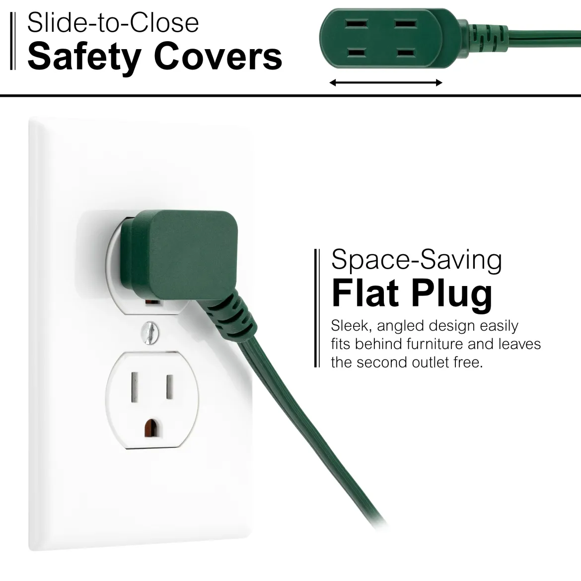 GE 3-Outlet 9ft. Extension Cord with Footswitch, Green