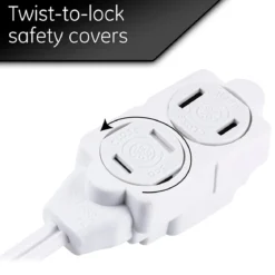 GE 3-Outlet 12ft. Extension Cord with Twist-to-Close Outlets, White