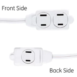 GE 3-Outlet 12ft. Extension Cord with Twist-to-Close Outlets, White