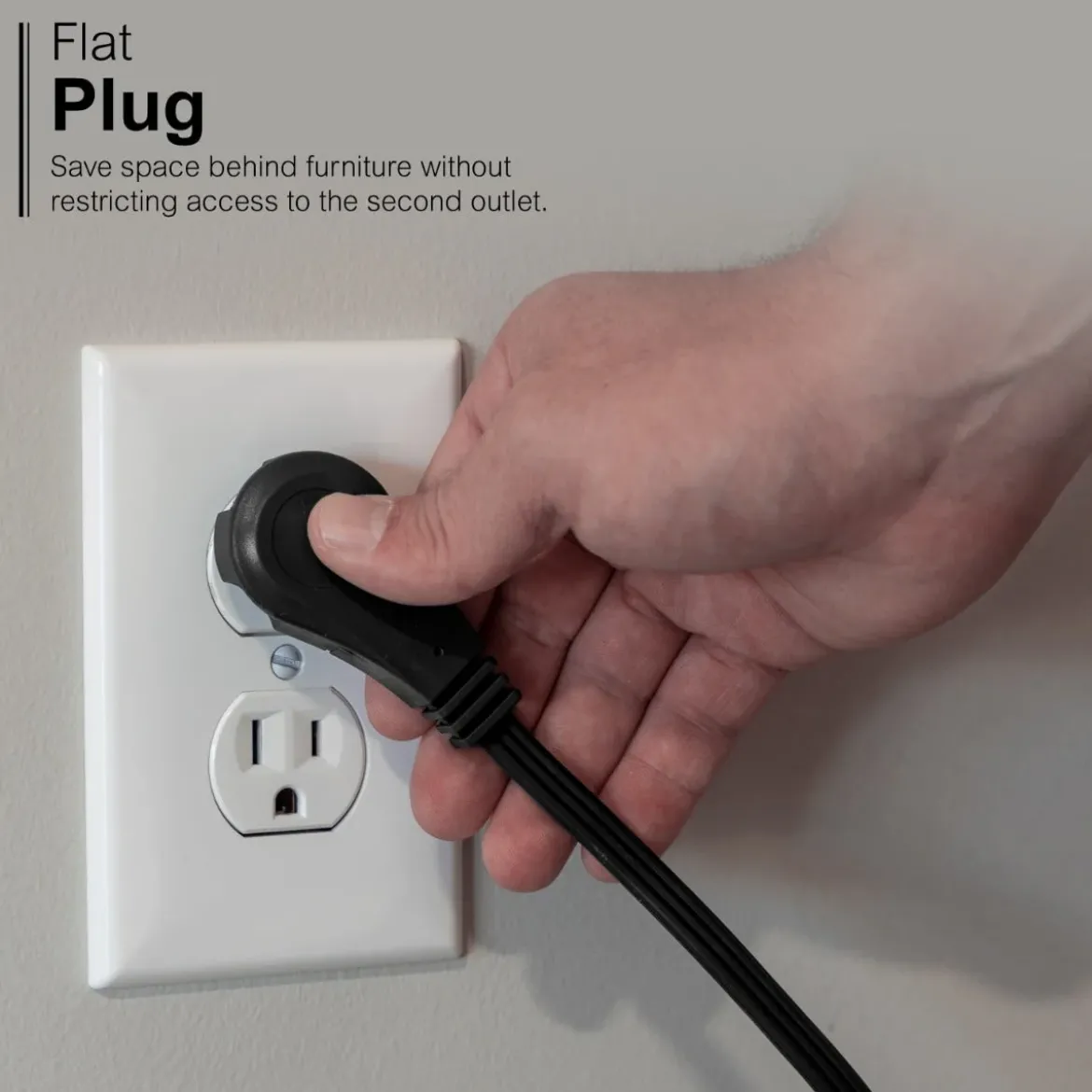 GE 3-Outlet 3ft. Extension Cord with Right-Angle Plug, Black