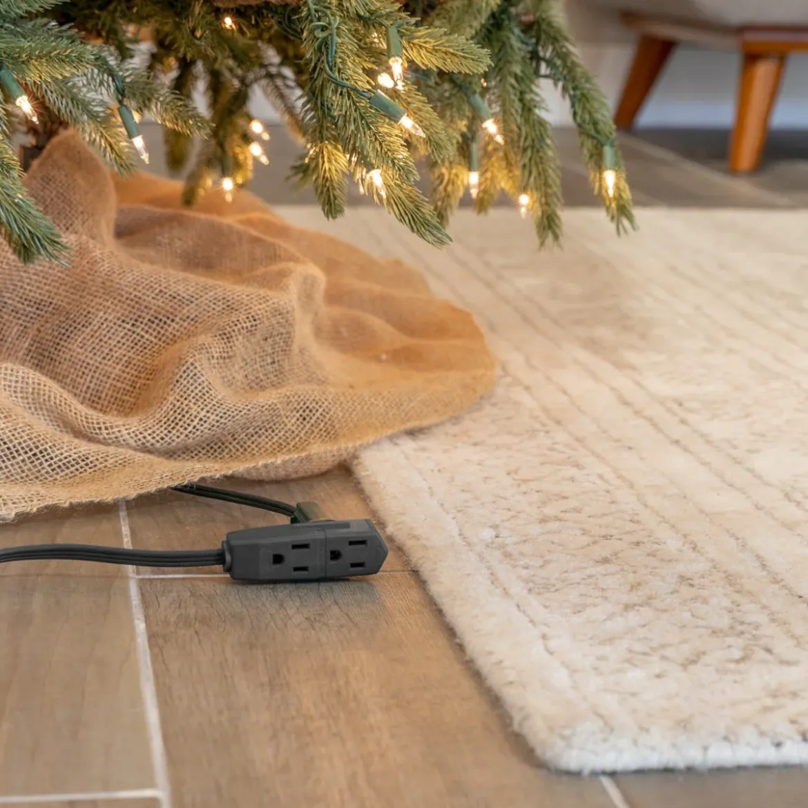GE 3-Outlet 3ft. Extension Cord with Right-Angle Plug, Black