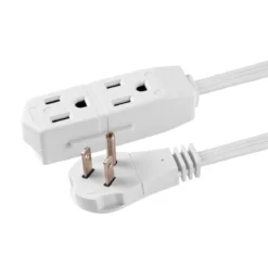 GE 3-Outlet 8ft. Extension Cord with Right-Angle Plug, 2 Pack, White