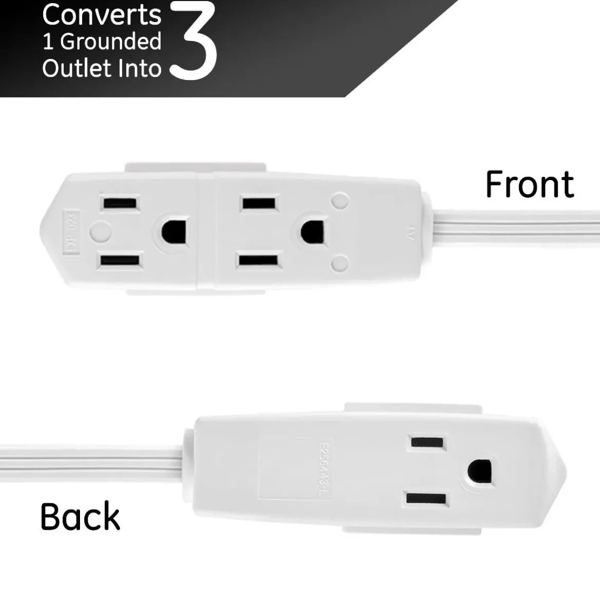 GE 3-Outlet 15ft. Extension Cord with Right-Angle Plug, White