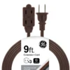 GE 3-Outlet 9ft. Extension Cord with Twist-to-Close Outlets, Brown