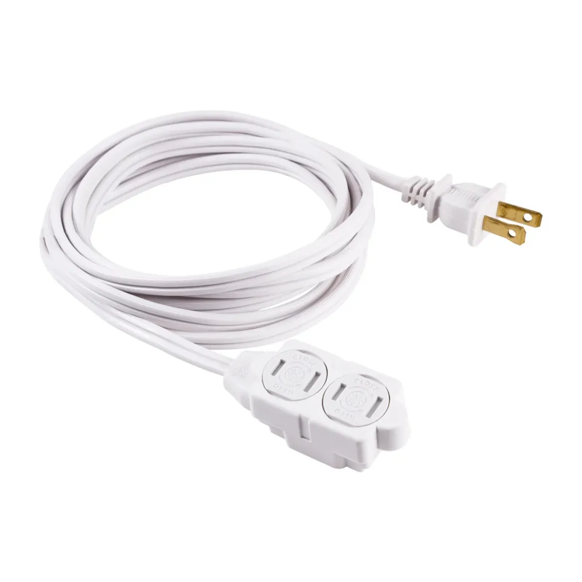 GE 3-Outlet 9ft. Extension Cord with Twist-to-Close Outlets, White