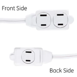 GE 3-Outlet 9ft. Extension Cord with Twist-to-Close Outlets, White