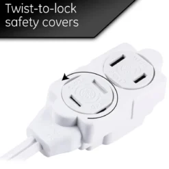 GE 3-Outlet 9ft. Extension Cord with Twist-to-Close Outlets, White