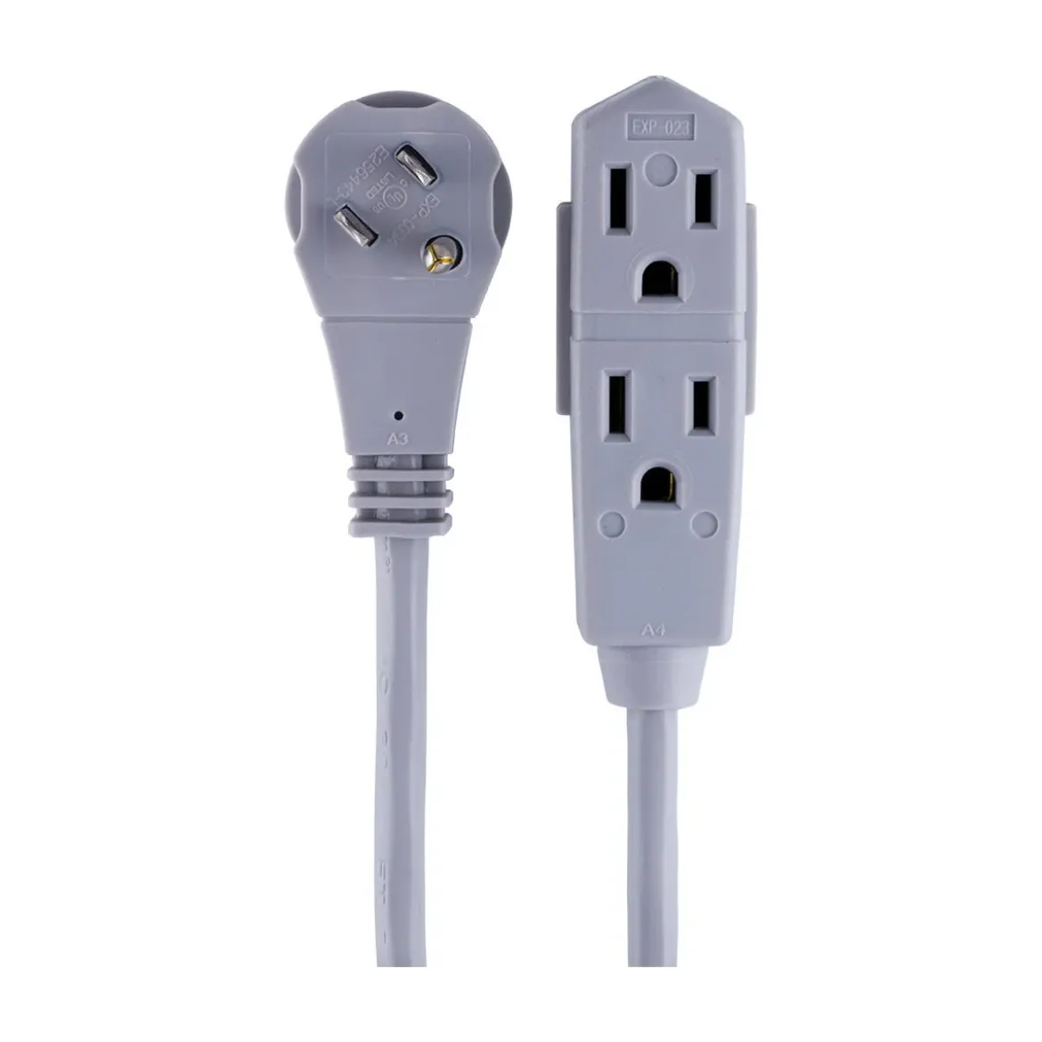 GE 3-Outlet 25ft. Extension Cord with Right-Angle Plug, Gray