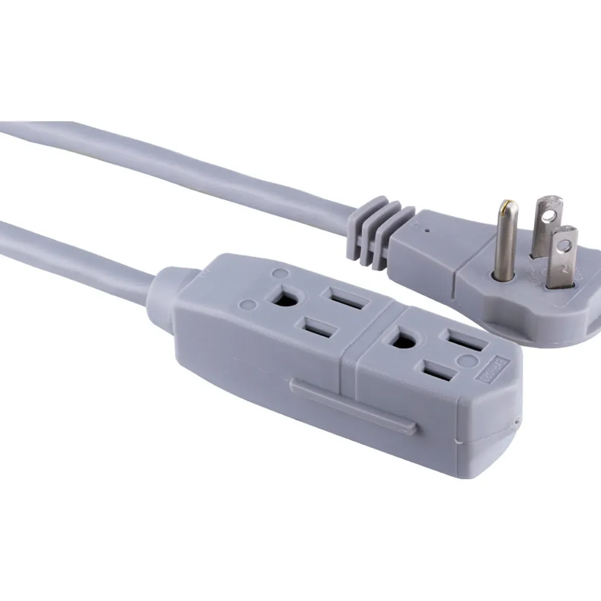 GE 3-Outlet 25ft. Extension Cord with Right-Angle Plug, Gray