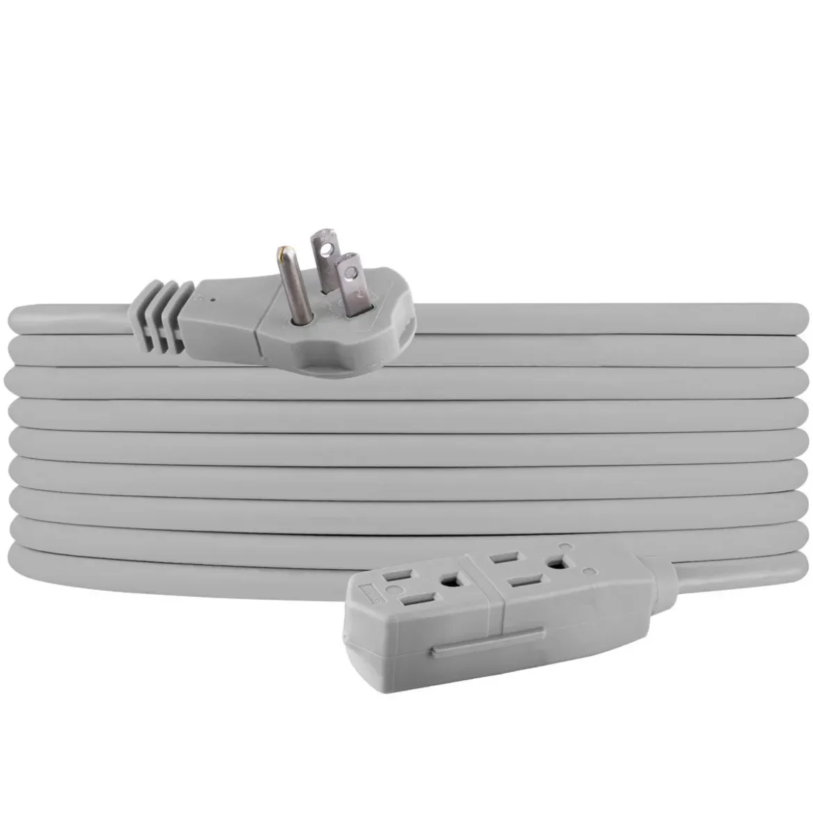 GE 3-Outlet 25ft. Extension Cord with Right-Angle Plug, Gray