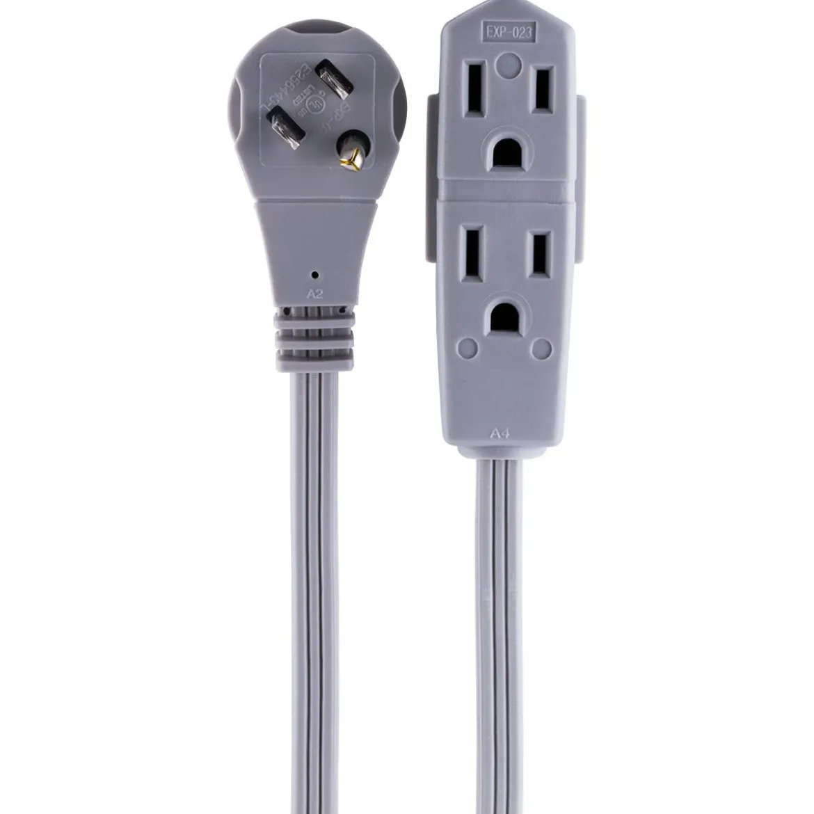 GE 3-Outlet 15ft. Extension Cord with Right-Angle Plug, Gray