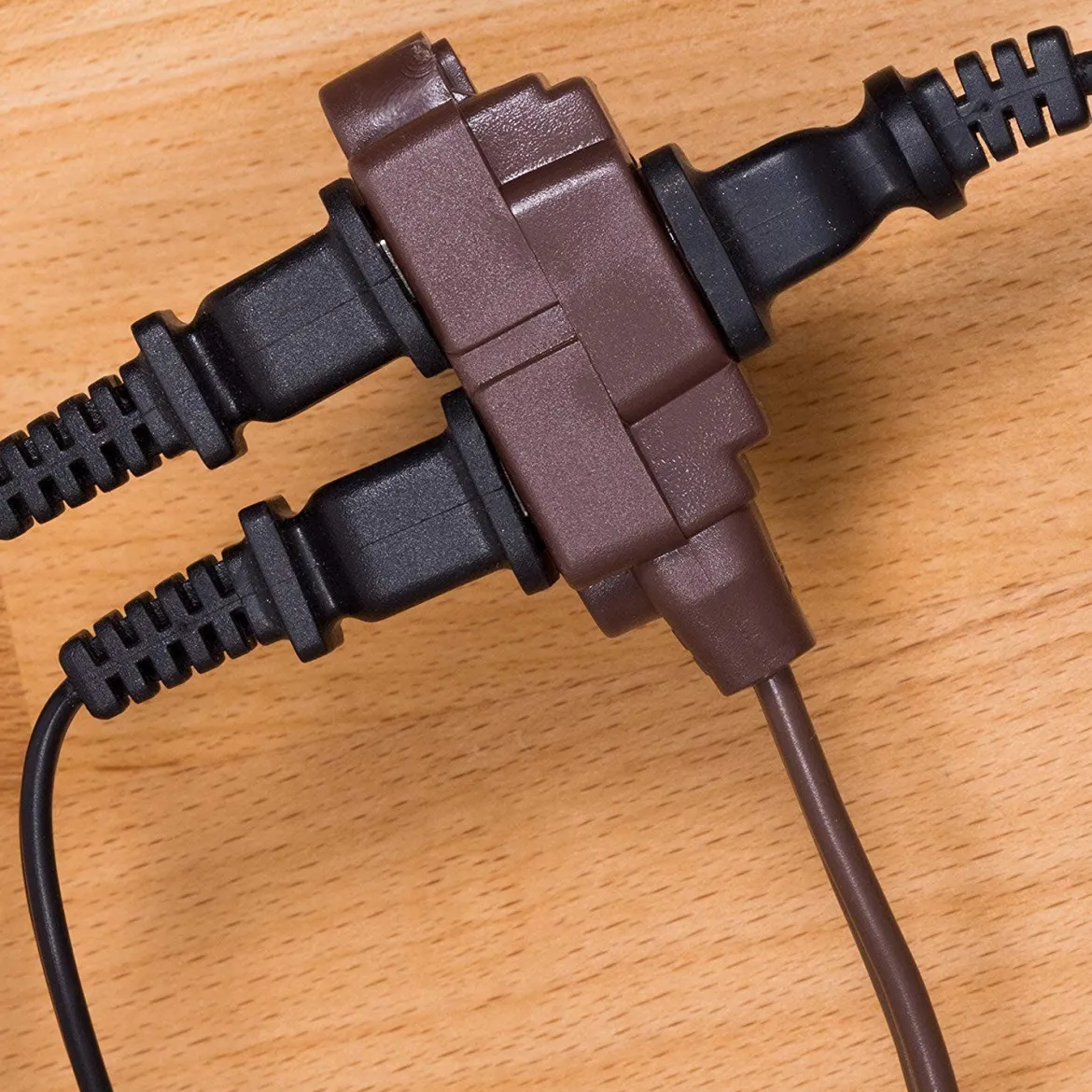 GE 3-Outlet 15ft. Extension Cord with Twist-to-Close Outlets, Brown