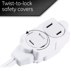 GE 3-Outlet 15ft. Extension Cord with Twist-to-Close Outlets, White