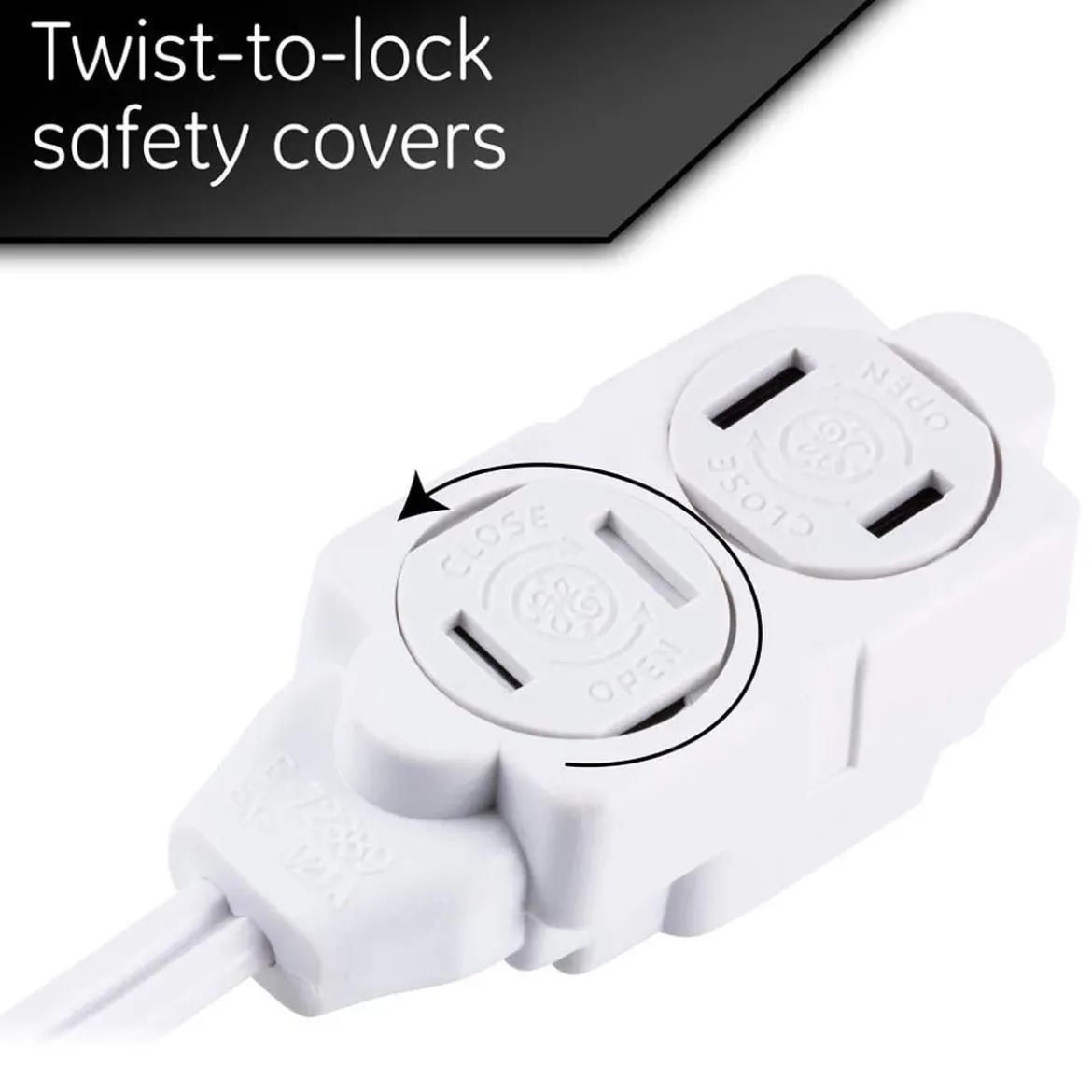 GE 3-Outlet 15ft. Extension Cord with Twist-to-Close Outlets, White