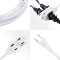 GE 3-Outlet 15ft. Extension Cord with Twist-to-Close Outlets, White