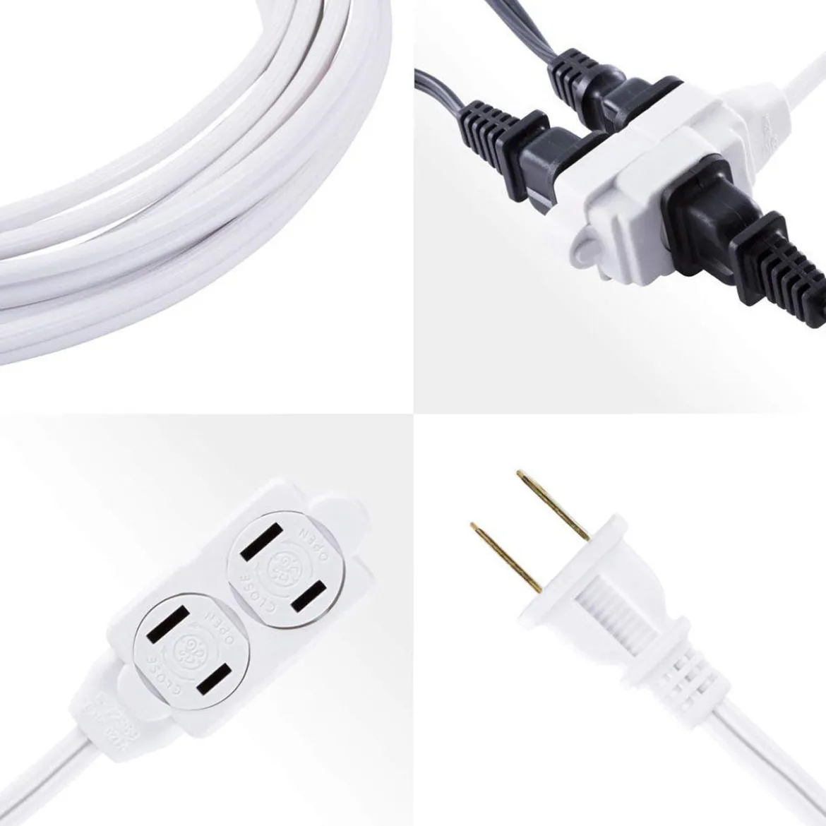 GE 3-Outlet 15ft. Extension Cord with Twist-to-Close Outlets, White