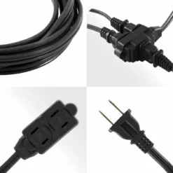 GE 3-Outlet 12ft. Extension Cord with twist-to-Close Outlets, Black