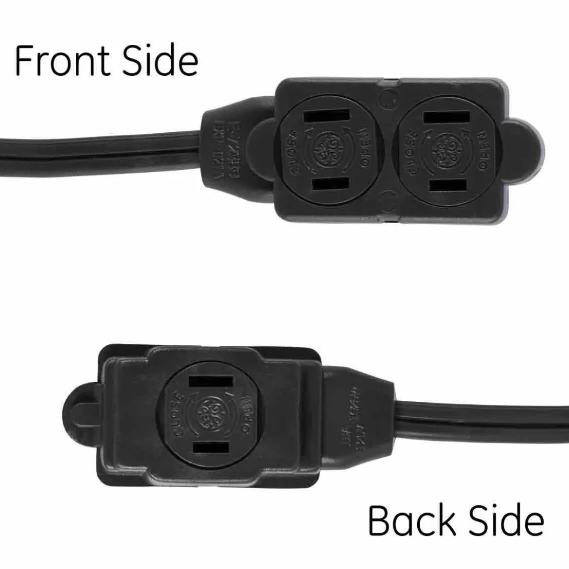 GE 3-Outlet 12ft. Extension Cord with twist-to-Close Outlets, Black