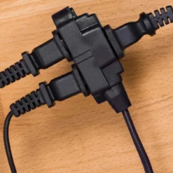 GE 3-Outlet 12ft. Extension Cord with twist-to-Close Outlets, Black