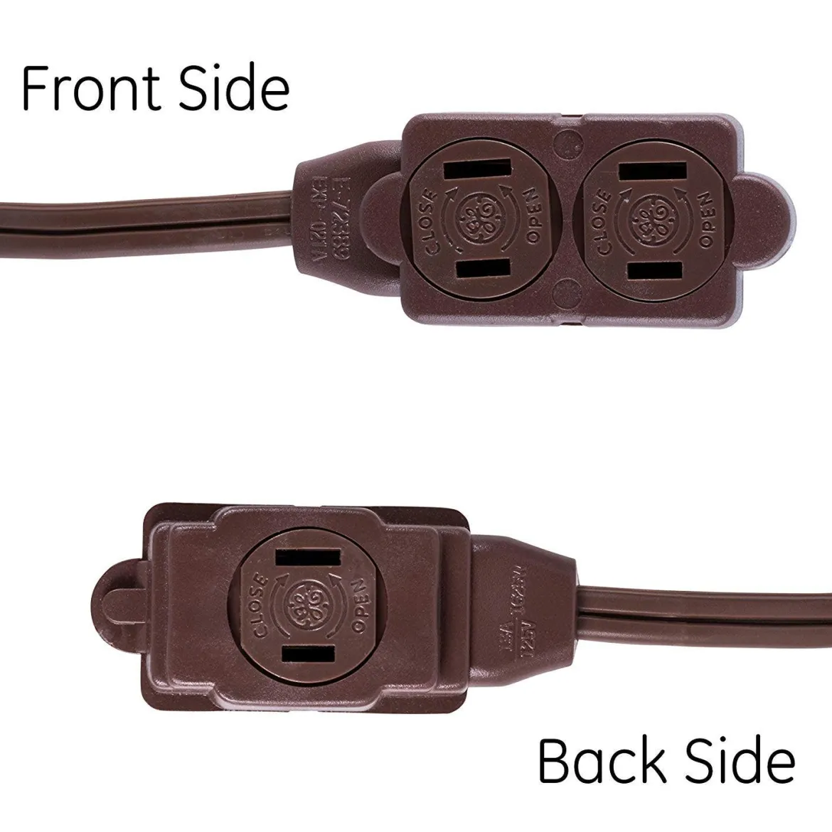 GE 3-Outlet 12ft. Extension Cord with Twist-to-Close Outlets, Brown
