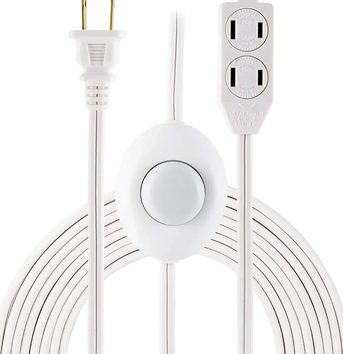 GE 3-Outlet 12ft. Extension Cord with On/Off Switch, White